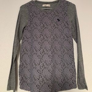 Abercrombie Kids Floral Lace Grey Long Sleeve